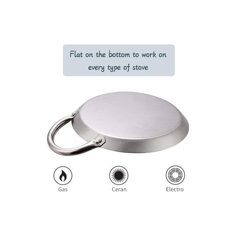 Mexican Style 8.5" Stainless Steel Flat Circle Fry Pan Comal