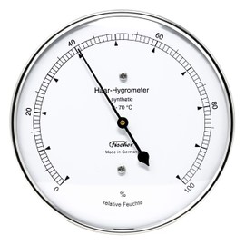 Fischer 122.01 - synthetisches Haar-Hygrometer - 103mm Luftfeuchtigkeitsmesser aus Edelstahl Made in Germany - silber