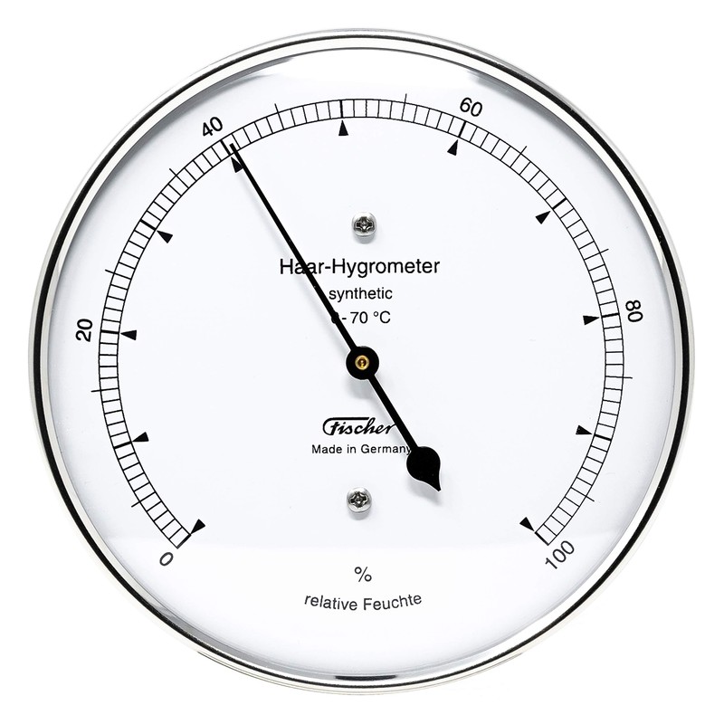 Fischer 122.01 - synthetisches Haar-Hygrometer - 103mm Luftfeuchtigkeitsmesser aus Edelstahl