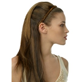 Mia Thick Braidie, Classic Braided Headband Made of Synthetic Wig Hair On An Elastic Rubber Band, Light Brown, Women And Girls 1pc