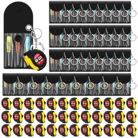 Mootycapa 120 Pcs Mini Screwdriver Keychain Tape Measure Keychains Set Mens Gift Bulk Retractable for Adult Xmas Tool Birthday Party