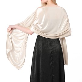 HUSSATOP Women’s Classic Satin Shawls and Wraps Scarf Pashmina for Wedding Bridesmaid Party