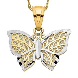 10K Solid Yellow Gold Butterfly Wings Necklace Chain Pendant Charm Only