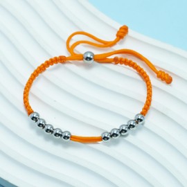 LAMIBEE Golf Stainless Steel 10 Beads Score Counter Bracelet, Golf Stroke Count Bracelet, Resizable and Easy to Adjust Golf Round Scoring Tracker, Durable and Stylish Golf Accessory (Orange)