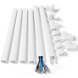 102in Wall Cable Hider, Cord Hider to Hide 3-4 Cords, Self-Adhesive TV Wire Hider for Wall, Cable Management Kit, Cable Raceway White, Paintable Cable Concealer, 6 x L17in x W1.2in x H0.6in