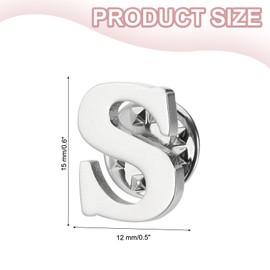 PATIKIL Letter Lapel Pins, Initial Alphabet Collar Pins Letter Brooch Pins for Women Men Shirt Dress Suits Coat Collar, Silver Tone, Letter S