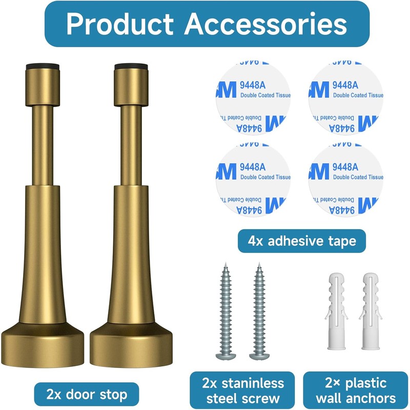 2PCS Bronze Spring Door Stopper – 4.33” Wall Mount Aluminum