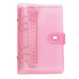 A6 A5 6-Holes Colorful PVC Cover Round Ring View Binder with Snap Button Closure File Folder (Sachet Pink, A6 Combo)