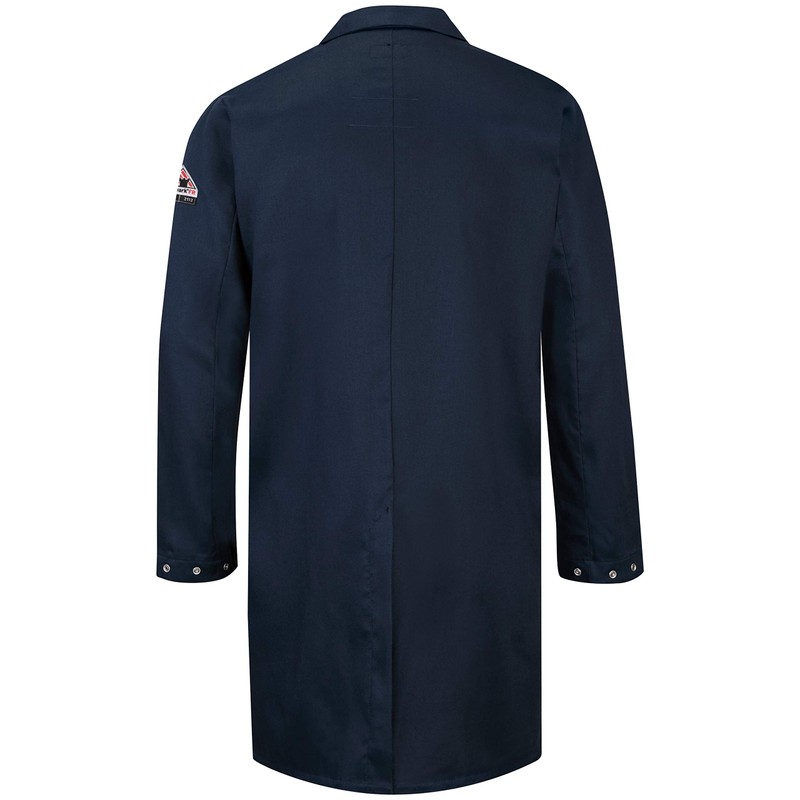 Bulwark FR Concealed Snap-Front Lab Coat, Navy, X-Small