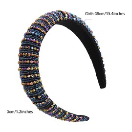 scicent Coronation Headband Baroque Boho Jewelry Headband Padded Rhinestone Head band Wide Hairband Hair Hoop Women's Fashion Headbands - 16415