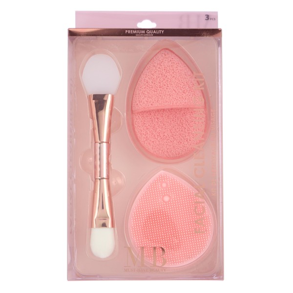 3pc Facial Cleansing Kit - Silicone Face Scrubber, Exfoliating Face