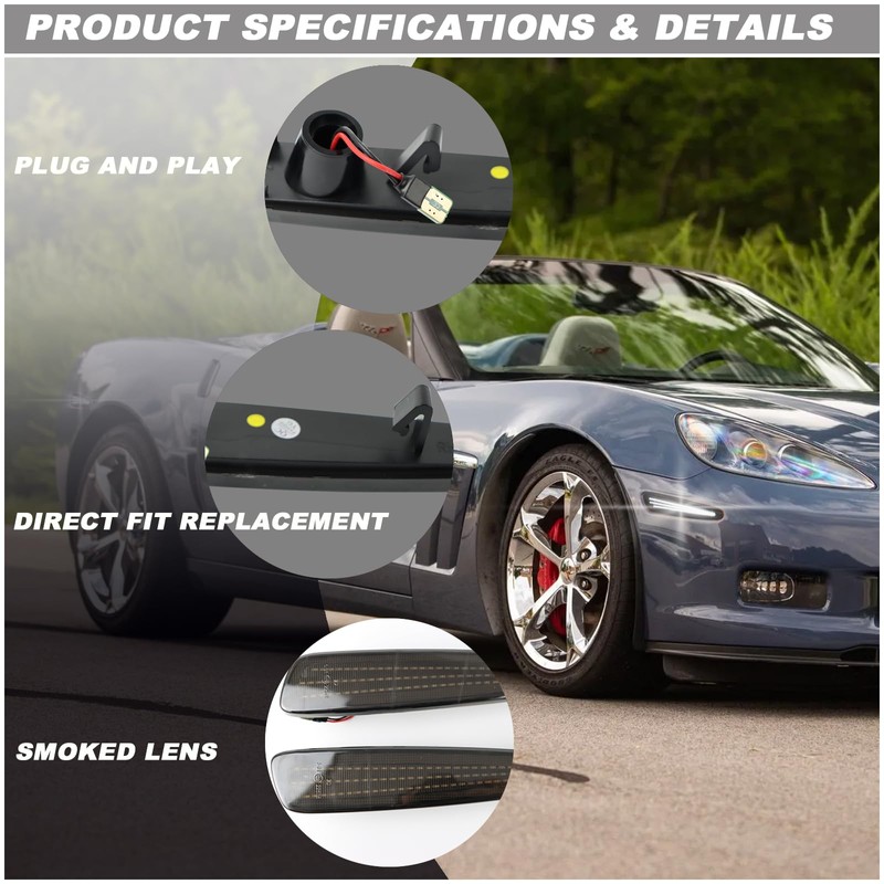 ULTRALTH Dynamic LED Side Marker Lights for 2005-2013 Chevy Corvette
