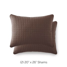 Southshore Fine Living, Inc. - VILANO Springs - Pair of Quilted Pillow Sham Covers (No Inserts), 20" x 26", Chocolate Brown