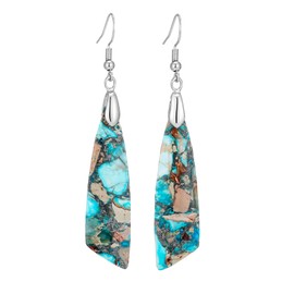 Women Boho Bule Imperial Jasper Stone Dangle Earrings Gift