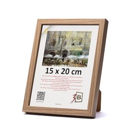 3-B Mega Picture Frame, Brown (Oak with Optically Dense Wood Grain) - 15 x 20 cm - Wooden Frame, Photo Frame, Portrait Frame with Acrylic Glass