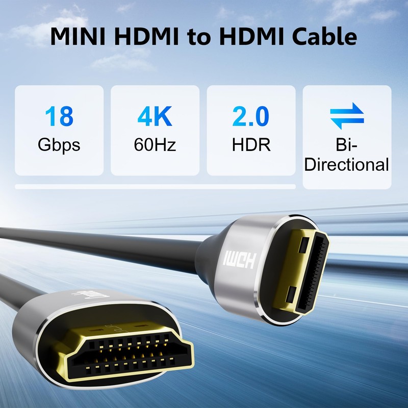HDMI to Mini HDMI Cable 4 FT, High Speed HDMI