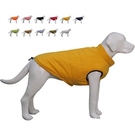 Lovelonglong Waterproof Fleece-Lined Winter Vest for Dogs Button Style Dog Warm Coats Yellow M
