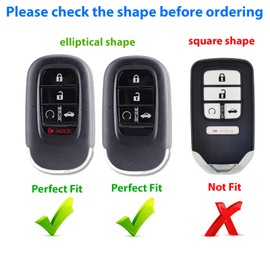 Aoocar 2022 2023 2024 Leather Key Fob Cover, Compatible with Honda Accord Civic HR-V CR-V Pilot Sport SI EX EX-L Touring, No Screw Design Retro Style Smart Key Protector, 4/5 Button(Black)