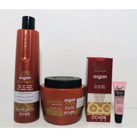 EchosLine Seliar Argan Nourishing Shampoo 300ml/11.83oz, Mask 500ml/16.9oz & Beauty Fluid Serum 150ml - Free Starry Lip Plumping Gloss 10ml
