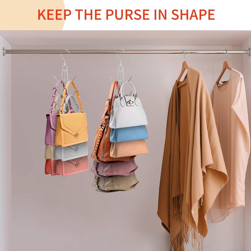 PODATOL Purse Hanger for Closet, Rotatable Bag Organizer, 6 Storage