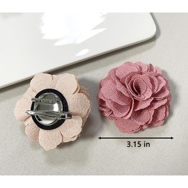 Elegant Satin Fabric Flower Brooch Pin Fashion Camellia Brooches Lapel Pins for Women Wedding Party Dance Dress Suit Clothes Accessories (Champagne)