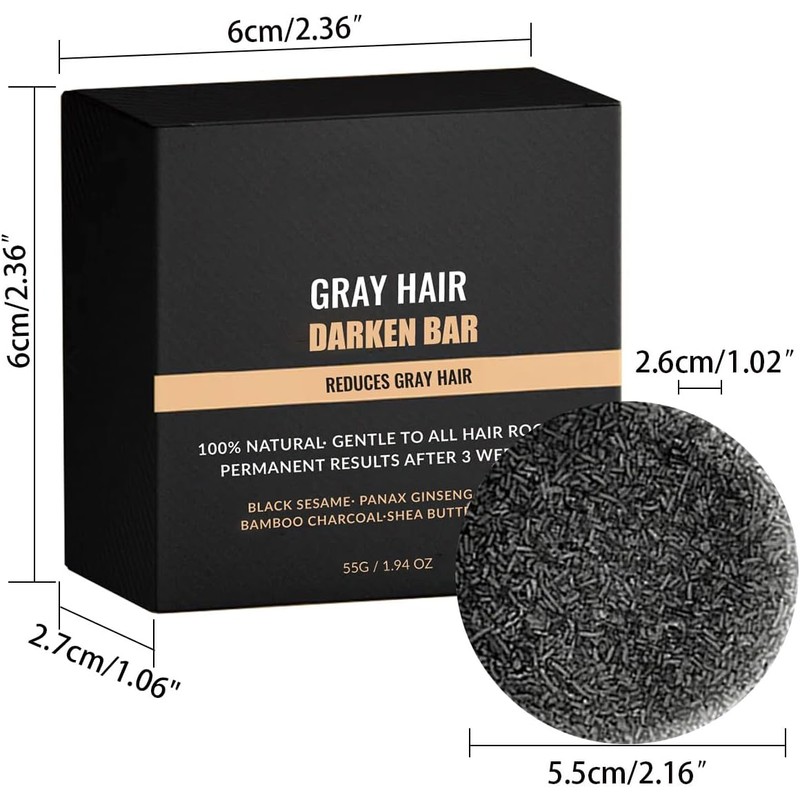 Bluemega Jabón Negro Para Cabello- Cuidado Capilar, Reduce las canas