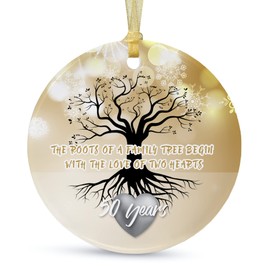 50th Anniversary Wedding Ornament 2024 Christmas Hanging for Couple,50 Years as Mr and Mrs,Xmas Wedding Gift for Parents,Ceramic Ornament for 50th Husband&Wife Married (2.9")