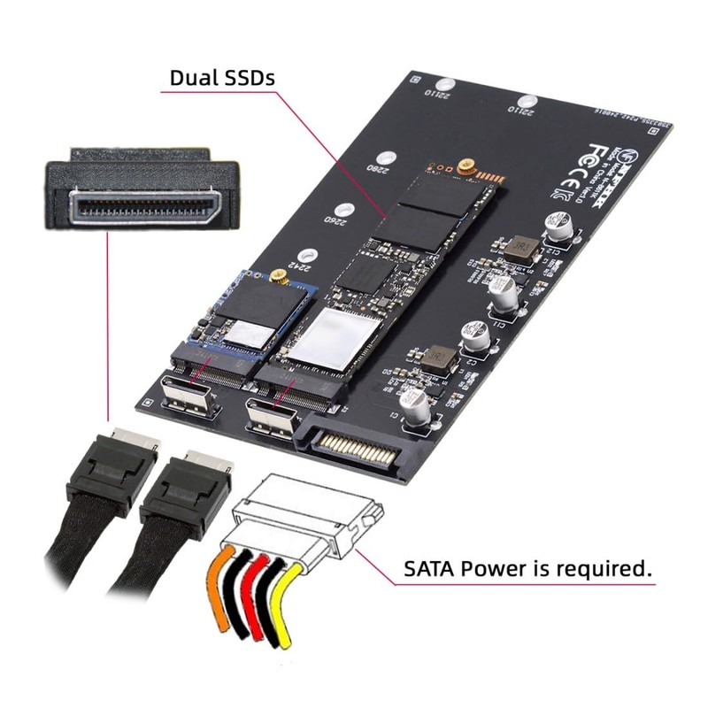 chenyang M.2 to Oculink Adapter,PCIe NVME/AHCI SSD 2 to 2