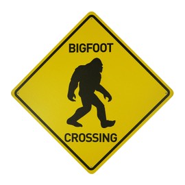 BTHUKO Retro Funny Metal Sign, Bigfoot Crossing - 12 x 12 Inch, Indoor/Outdoor Wall & Yard Sign