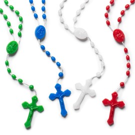 JUXINGDAZYF Bulk Rosaries Pack of 100, 17 Inch Assorted Plastic Rosary Beads Catholic 4 Colors