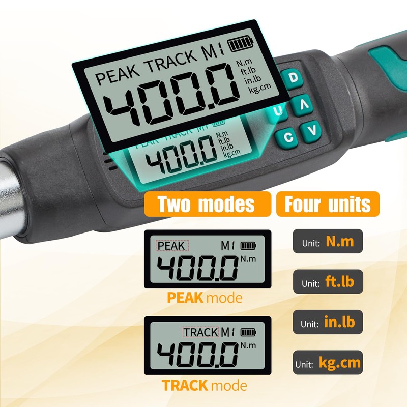 XLIT Heavy-Duty 1/2-Inch Drive Digital Torque Wrench, 15-295 ft-lb (20-400