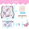 WAWSAM 10 PCS Unicorn Drawstring Backpack Set - Rainbow Unicorn