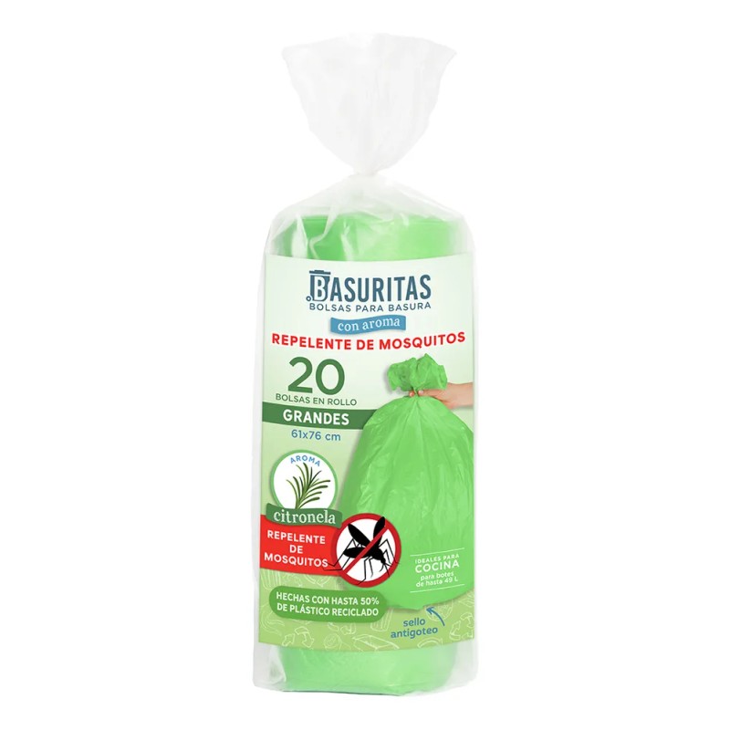 40 Bolsas De Basura Grandes, Aroma Citronela, Basuritas