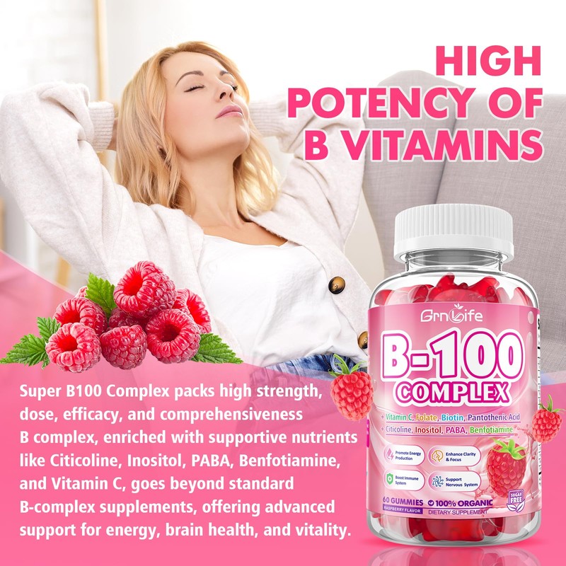 GrnLife Vitamin B Complex Gummies, All B Vitamins + Methyl