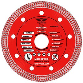 1 x TopsTools TTDU125 125mm (5 inch) x 10mm x 22.23mm Bore Mesh Turbo Diamond Angle Grinder Circular Saw Blade