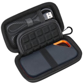 Lacdo External Hard Drive Case Protective Case for SanDisk Extreme Pro/SanDisk Extreme Portable External SSD SDSSDE81 SDSSDE80 500GB 1TB 2TB 4TB USB-C Eva Case, Black + Black