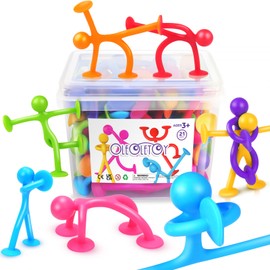 OleOletOy Suction Fidget Toys for Kids: 21 Pack Suction Cup People Toys - Fidget Toys Bulk Treasure Box Toys for Kids Autism School Classroom Calming - Prizes for Stocking Stuffers Party Favors Gifts
