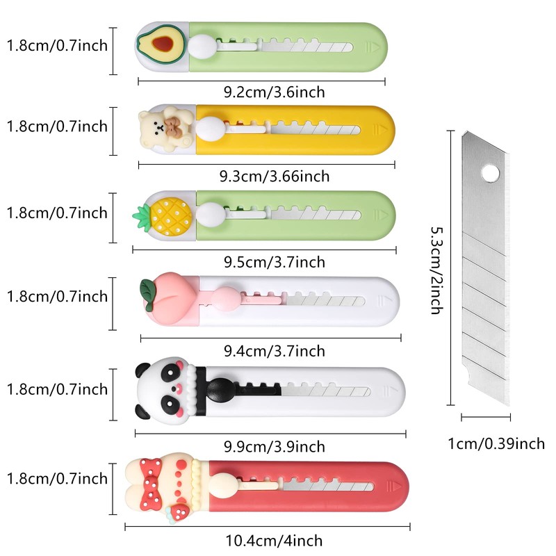6 Pack Box Cutter Retractable, Sharp Utility Knife Retractable, Cute