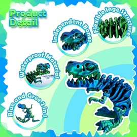 2Pcs 3D Printed Dinosaur Bones，Articulated T-Rex Skeleton，3D Printed Dragon Fidget Home Office Decor,Full Articulated T-Rex，Poseable T-Rex with Flexible Joints，Adults Fidget for Autism/ADHD