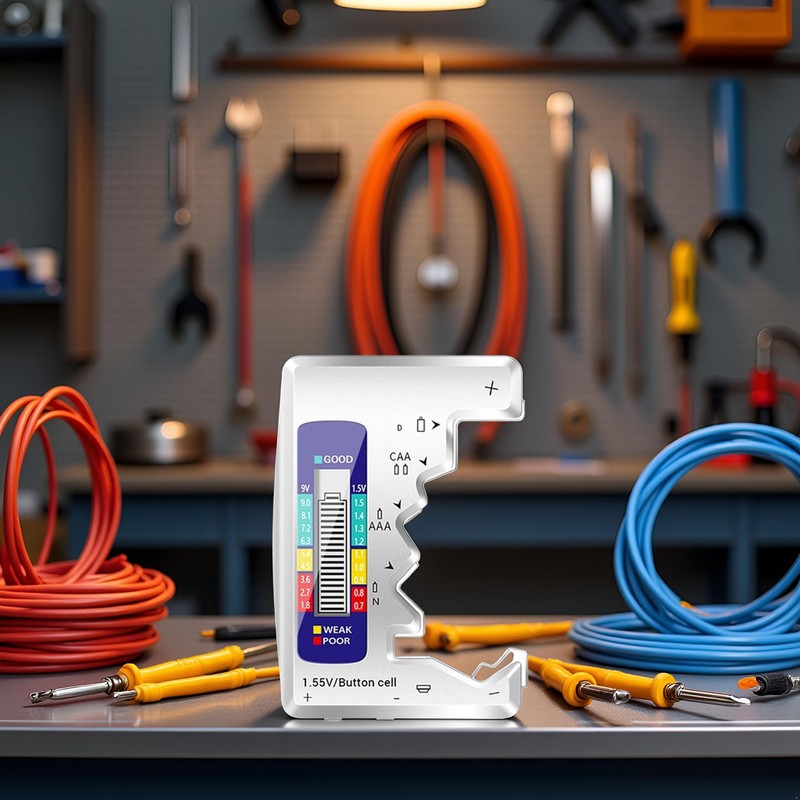 Silver Battery Tester for AAA, AA, C, D, 9v, N,