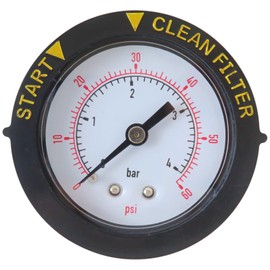 Xspeedonline Pool Filter Pressure Gauge 60psi 1/4" NPT – Waterproof 2" Dial for Sand Filters & Pump Systems