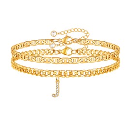 Gold Anklets Gold Ankle Bracelets for Women, 14K Gold Plated Initial J Gold Anklet Bracelets for Women Ankle Bracelets for Women Mariner Link Gold Anklets for Women Cuban Link Anklets for Women