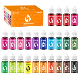 Herbeklab Food Coloring Liquid Food Color Water Based Food Dye 24 Colors Slime Coloring Dye Neon Food Coloring for Baking Icing Cake Decorating, 0.35 fl oz/bottle