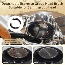 Espresso Coffee Machine Cleaning Set - 58mm Espresso Group Head Cleaning Brush, 2-in-1 Coffee Cleaning Brush with Spoon, Coffee Grinder Cleaning Brush and Waffle Cloth for Espresso Machine Cleaning