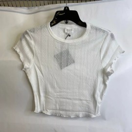 LE LIS Lettuce Hem Crop Top And Mini Skirt Set Women's Size S White