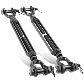 hannger 2 Pack 3/8" Turnbuckle Heavy Duty Black Jaw and Jaw Turnbuckle, 1200 Lbs Working Load Limit, Durable Turnbuckles for Cables Wire Rope Tension, Anti Sag Gate Kit, Fence Deck, Sun Shade Tent