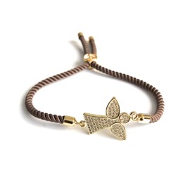 Guardian Angel Charm CZ Adjustable Brown Bracelets for Women