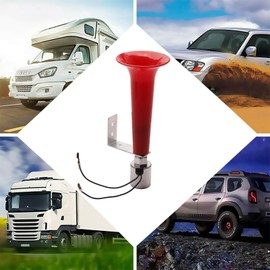 FARBIN Air Horn 180DB Superloud Air Pressure Whistle Horn Red for DC12V/24V Boat Yacht