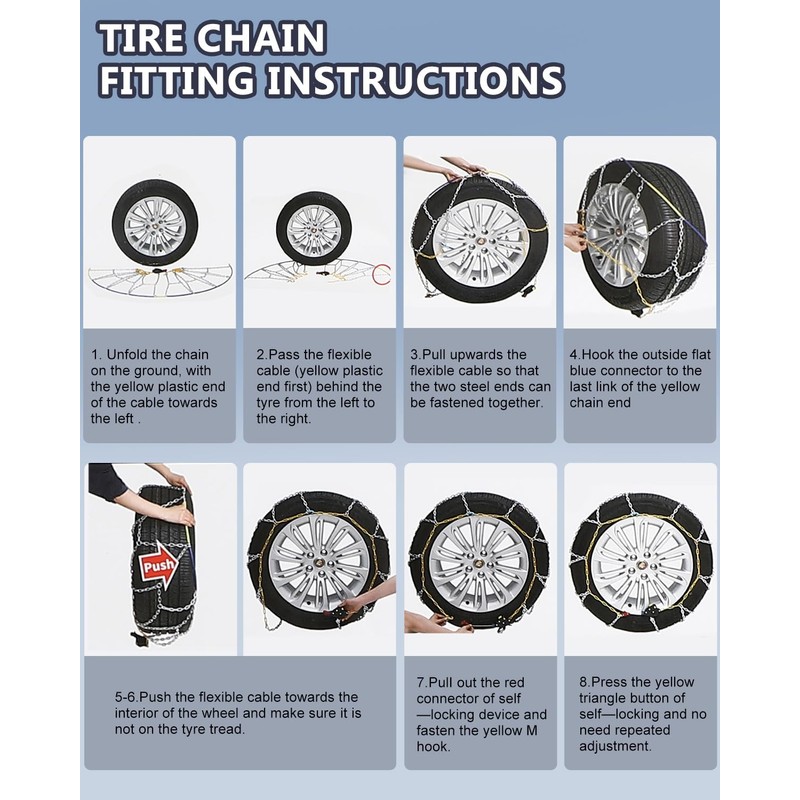 SCITOO Snow Chains For Car Pickup Trucks SUV,Universal Emergency Tire