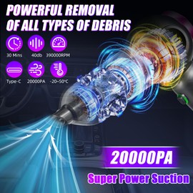 Bug Vacuum Catcher Spider Killer Insect Catcher Handheld Car Vacuum Cleaner 5 in 1 Cordless 20000PA High Power Mini Compressed Air Blower & Duster with Brushless Motor for Pet Home Office 3-Speed